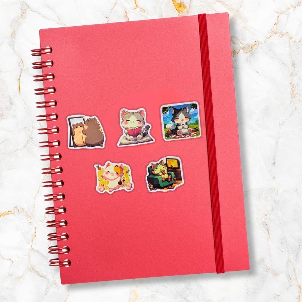 Cute Cat Stickers - Set Of 5